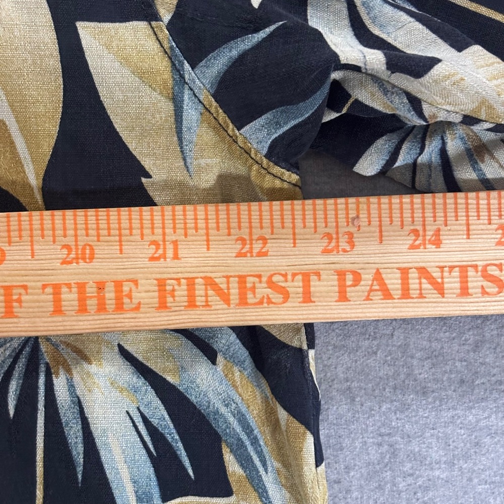 Tommy Bahama Mens Medium 100% Silk Tropical Leaf Print Camp Shirt Black Gold - Picture 6 of 7